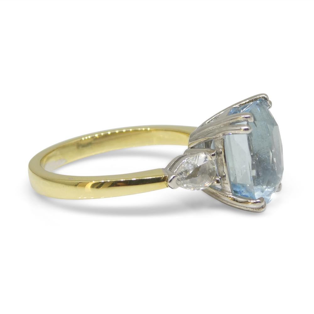 4.30ct Aquamarine, Rose Cut Diamond Statement or Engagement Ring set in 18k Yell For Sale 3