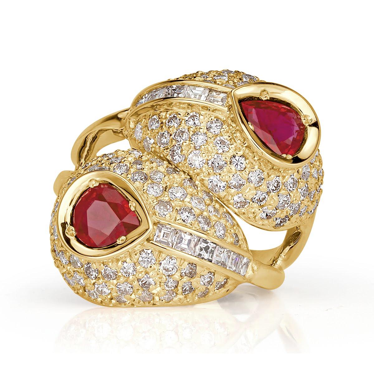4.30ct Diamond and Ruby Vintage Ring For Sale
