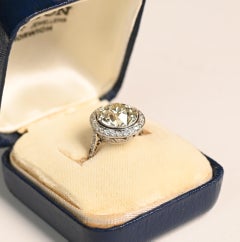 4,30ct Diamantring. Alt-Europäischer Diamant Halo Verlobung Platin L VS2