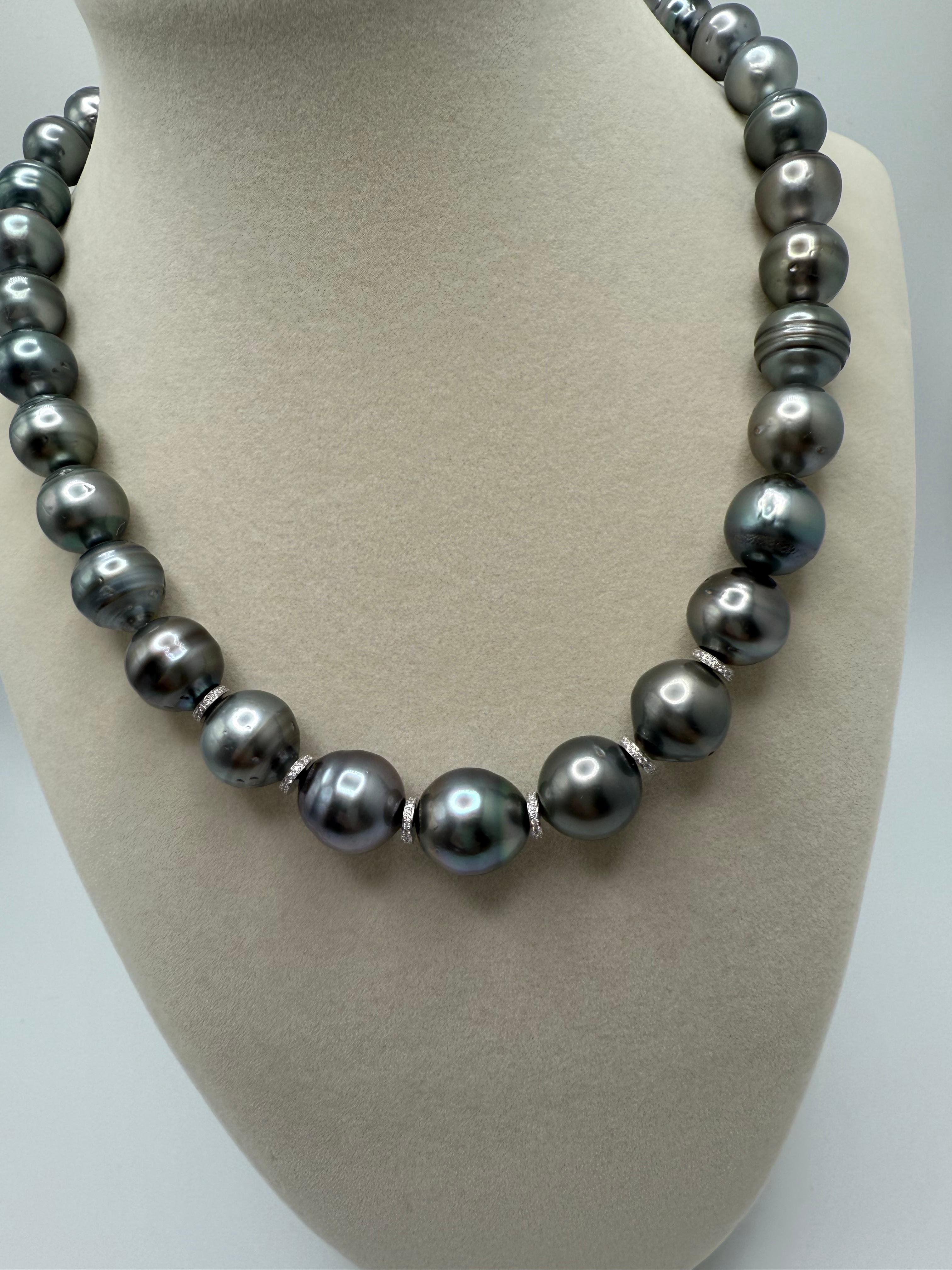 430ct Tahitian Pearls & White Diamonds in 18K Gold For Sale 6
