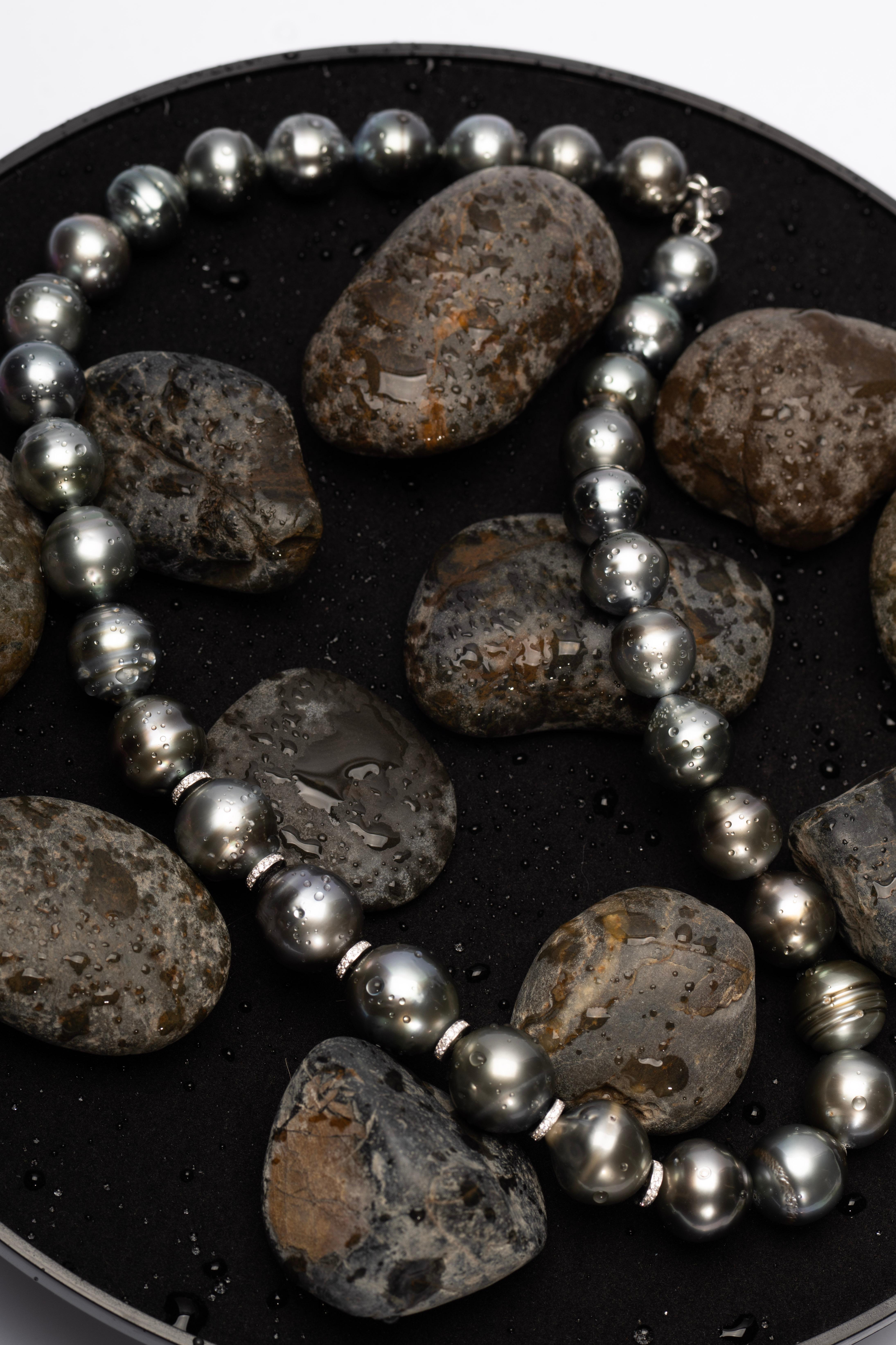 Uncut 430ct Tahitian Pearls & White Diamonds in 18K Gold For Sale