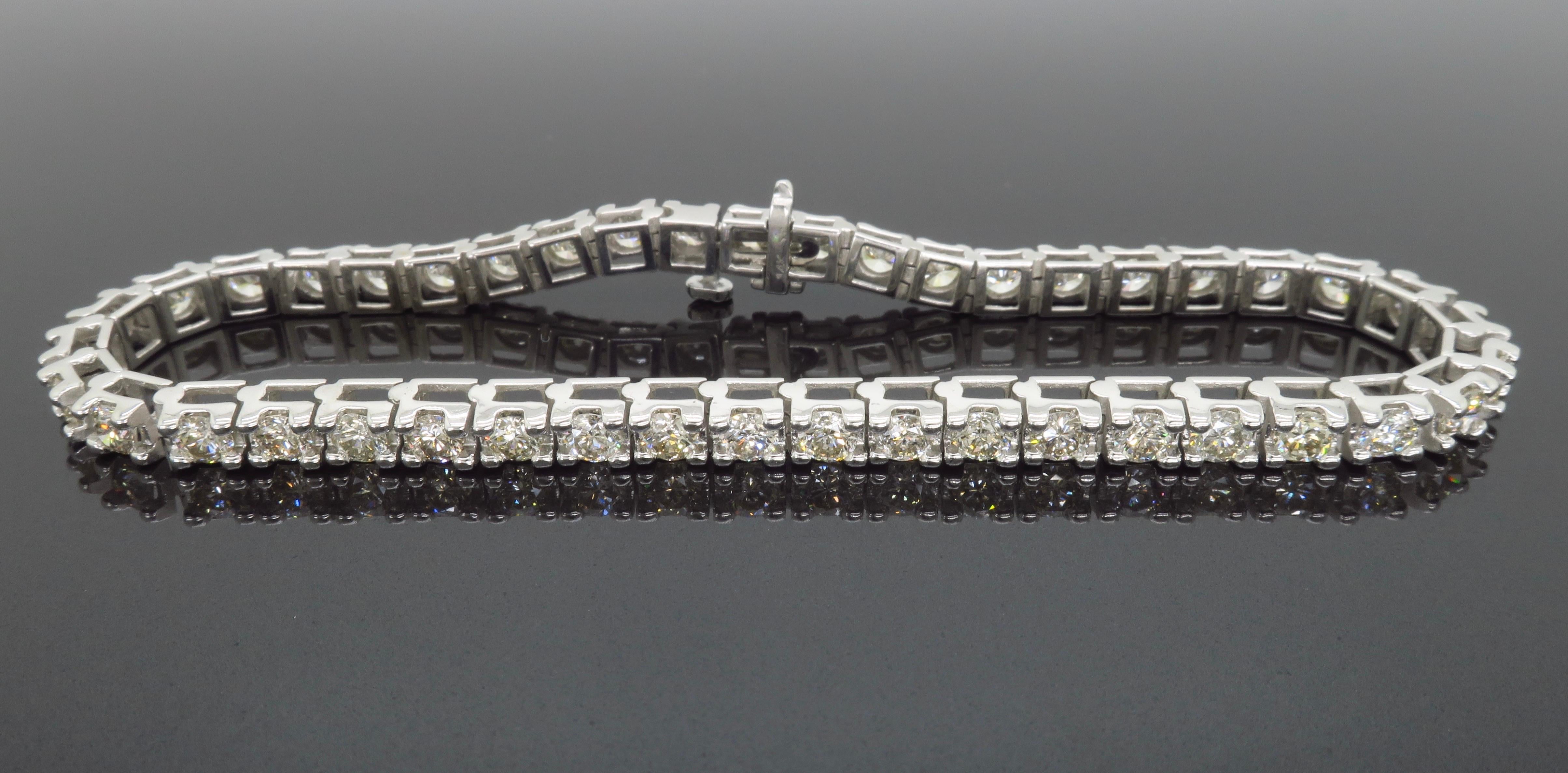 4.30ctw Diamond Tennis Bracelet Made in 14k White Gold 5