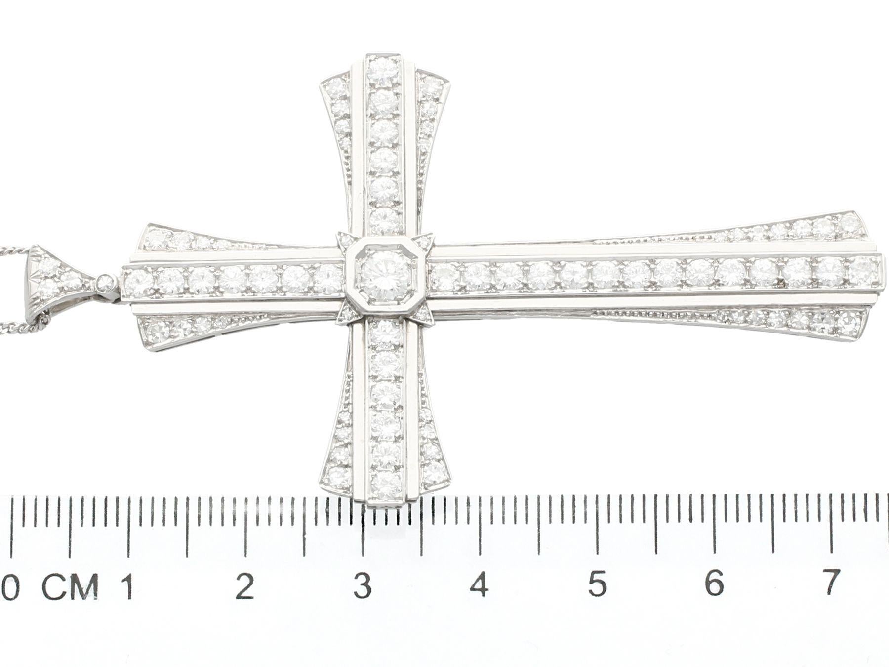 Antique 4.31 Carat Diamond and Platinum Cross Pendant, Circa 1930 1