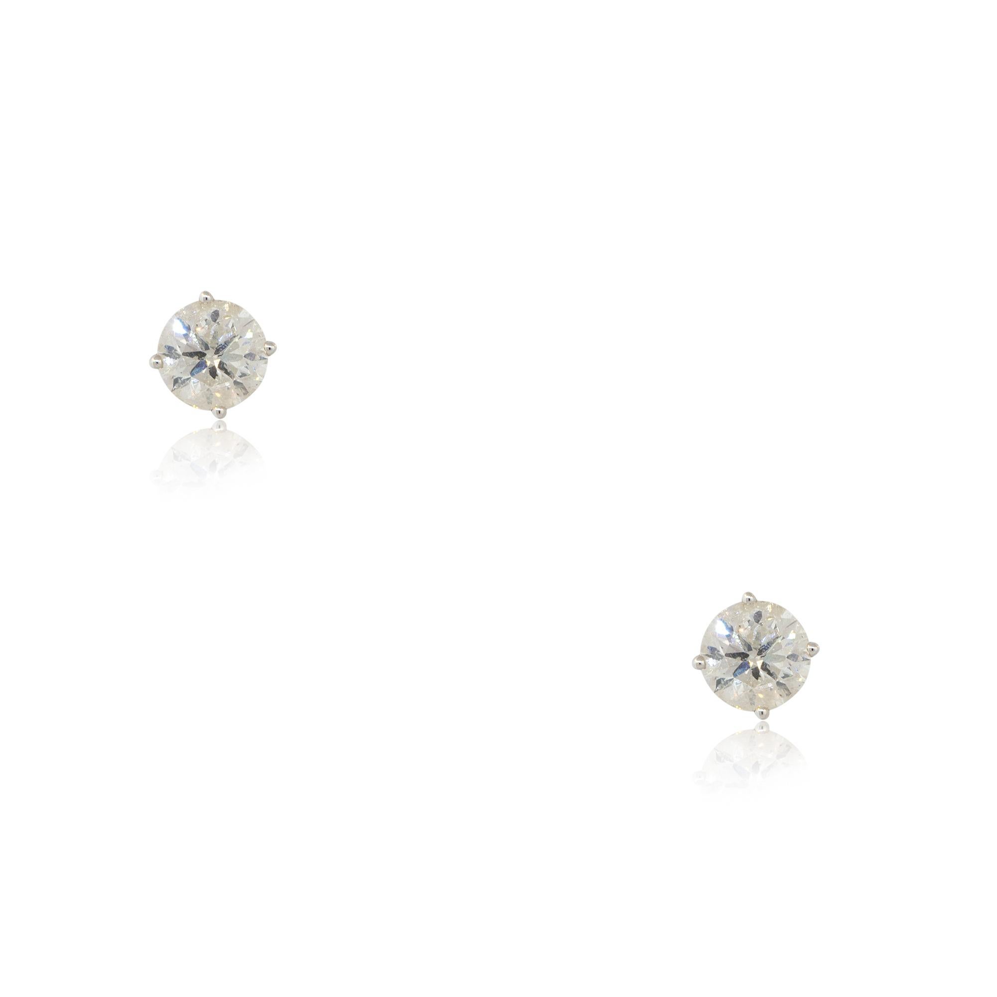 Women's or Men's 4.31 Carat Diamond Stud Earrings 14 Karat In Stock For Sale