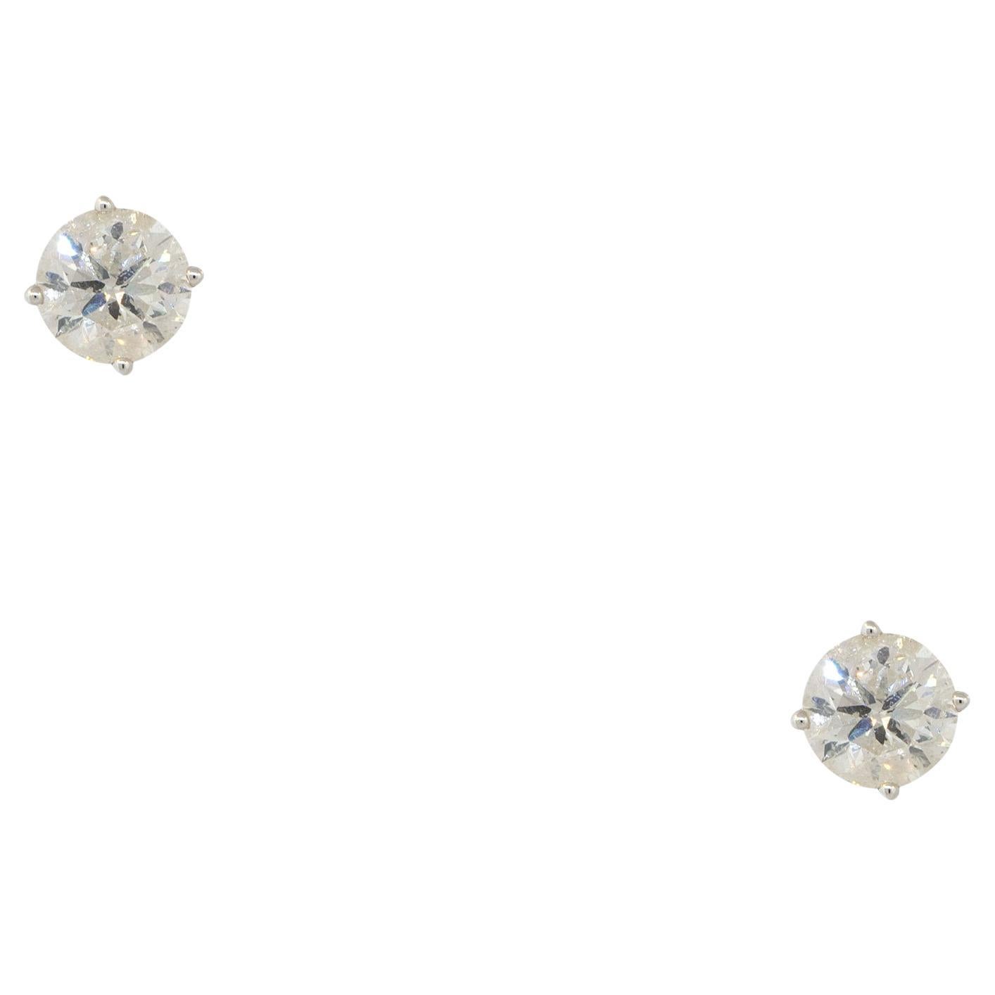 4.31 Carat Diamond Stud Earrings 14 Karat In Stock For Sale