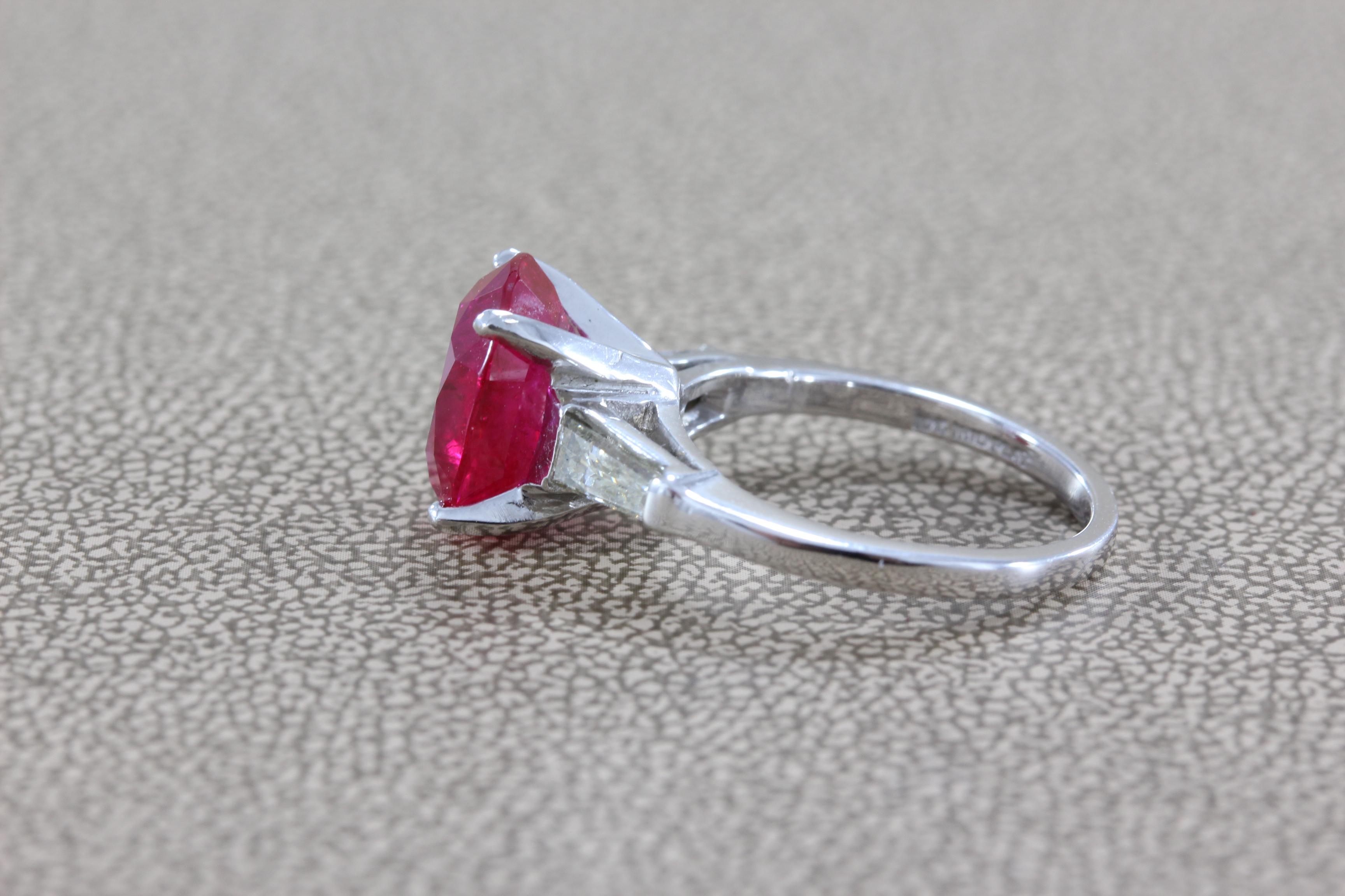 Women's 4.31 Carat GIA Certified Ruby Diamond Platinum Ring For Sale