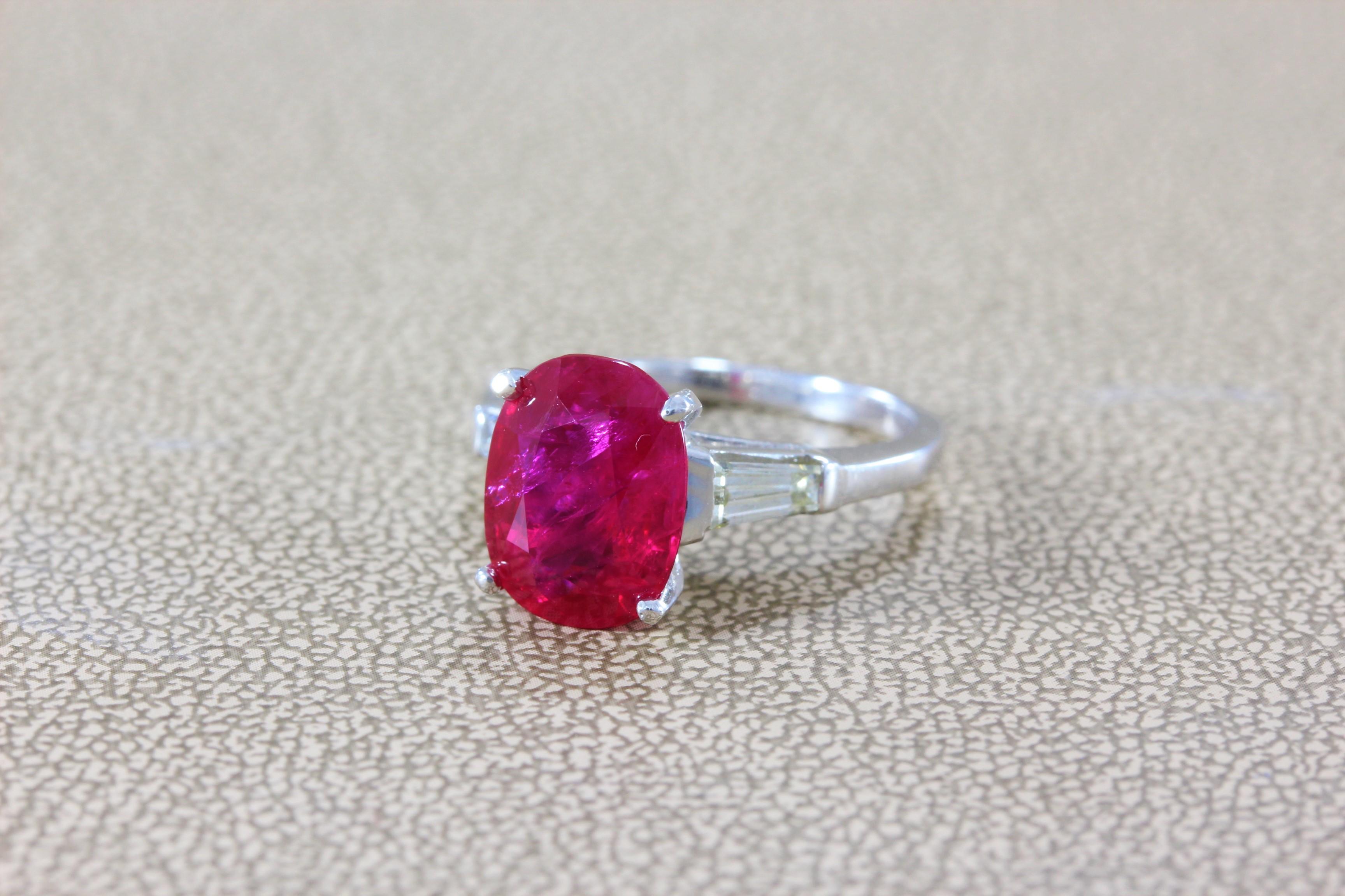 4.31 Carat GIA Certified Ruby Diamond Platinum Ring In New Condition For Sale In Beverly Hills, CA