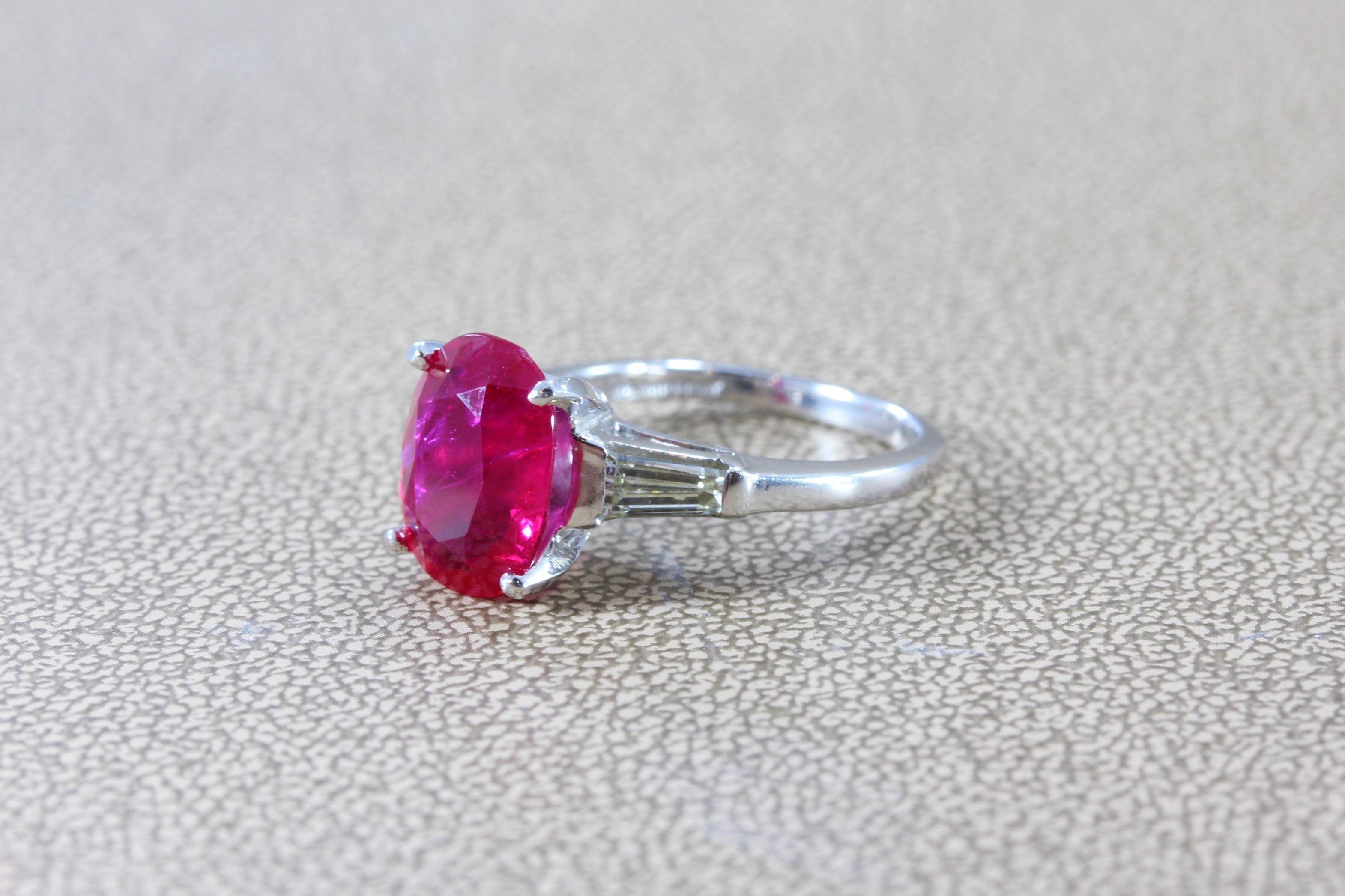 4.31 Carat GIA Certified Ruby Diamond Platinum Ring For Sale 1