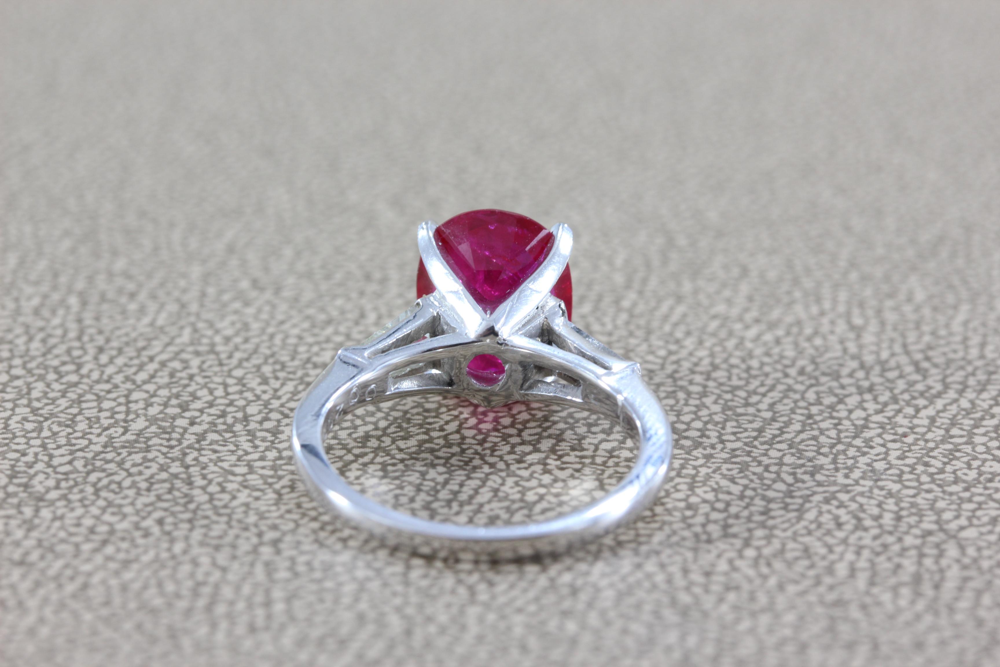 4.31 Carat GIA Certified Ruby Diamond Platinum Ring For Sale 4