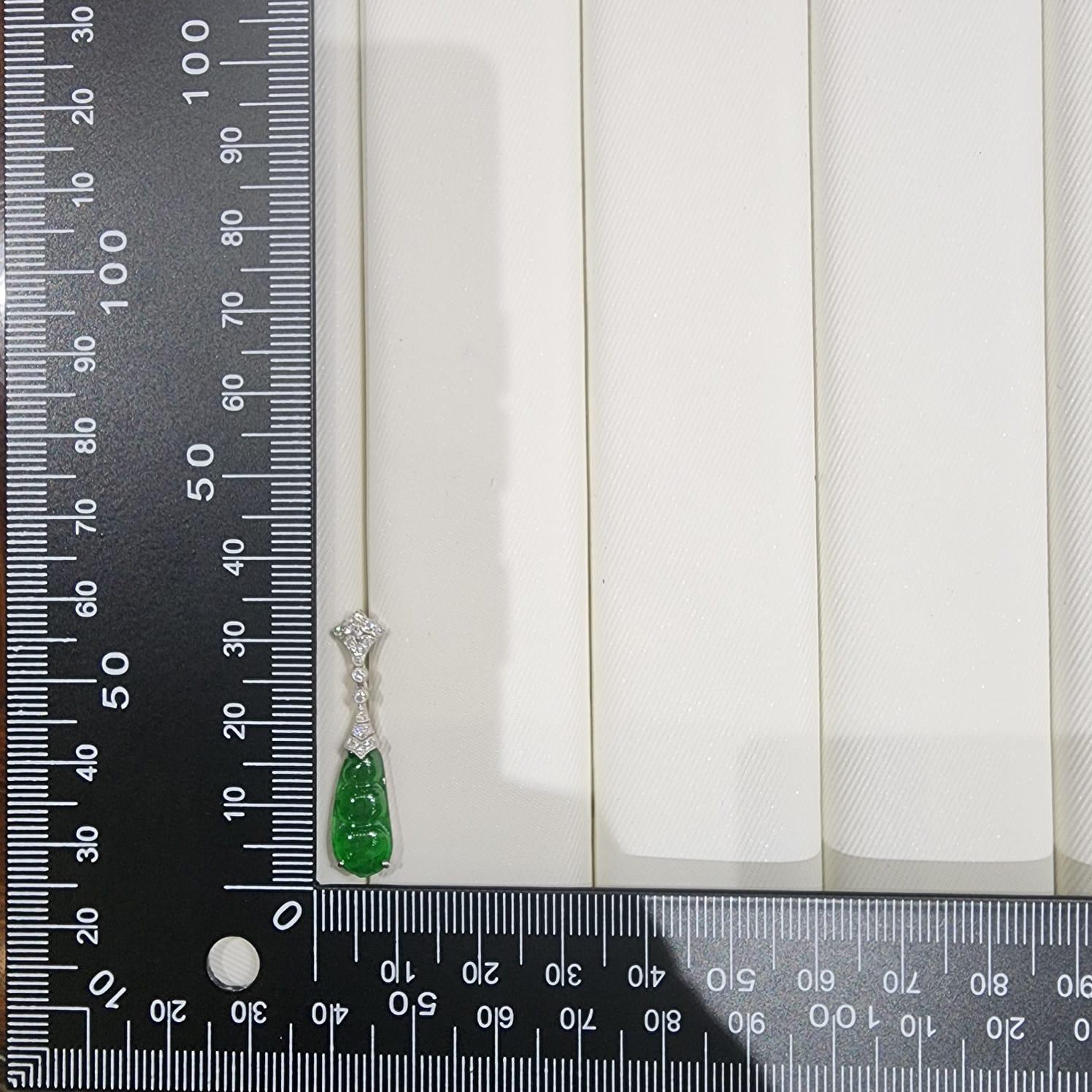 Orecchino a goccia di giada e diamanti da 4,31 carati in platino e oro 18 carati in vendita 4
