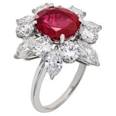 4.31 Carat Oval Statement Ruby Red 18K Gold Effortless Elegance Modern Classic