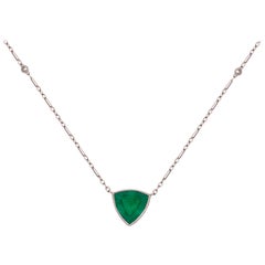 Gems Are Forever GIA Certified 4.31 carat Trillion Emerald Platinum Necklace