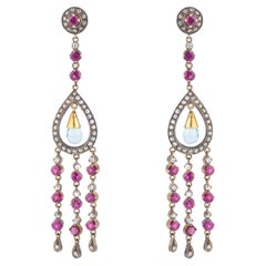 43.15 Carat Diamond and Color Stone Dangle Earrings