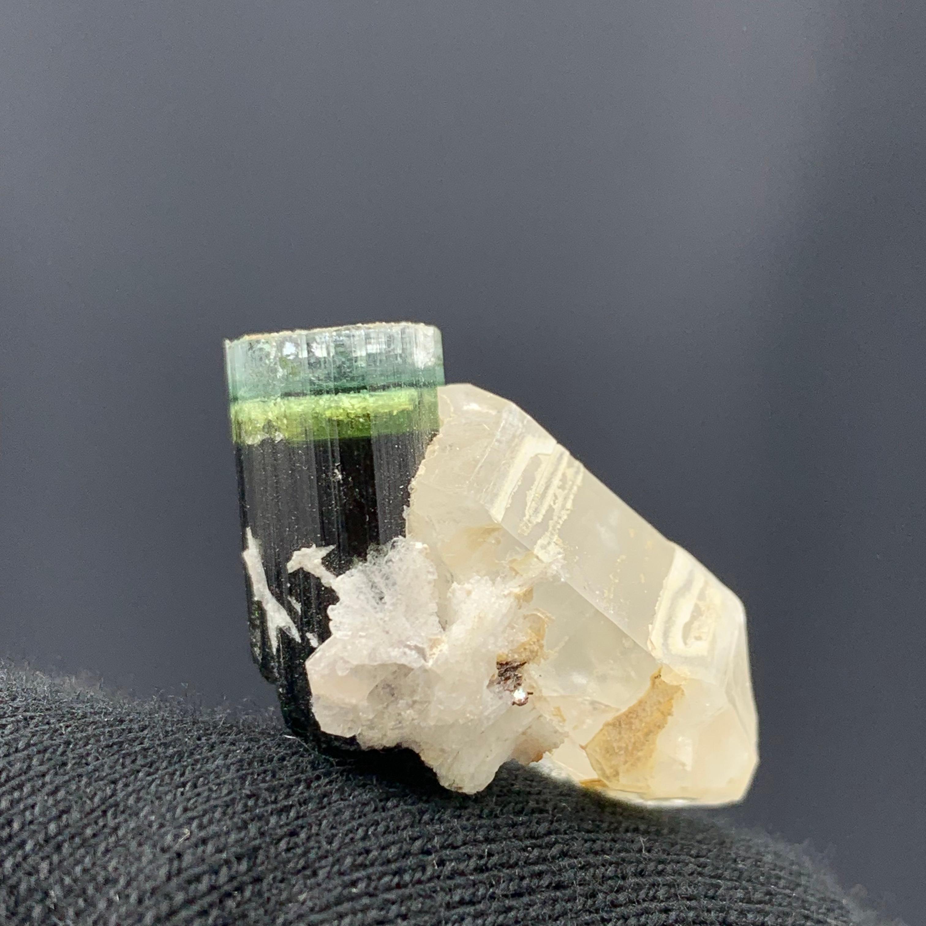 43.15 Cts Beautiful Tri Color Tourmaline Specimen with Quartz From Afghanistan  For Sale 9