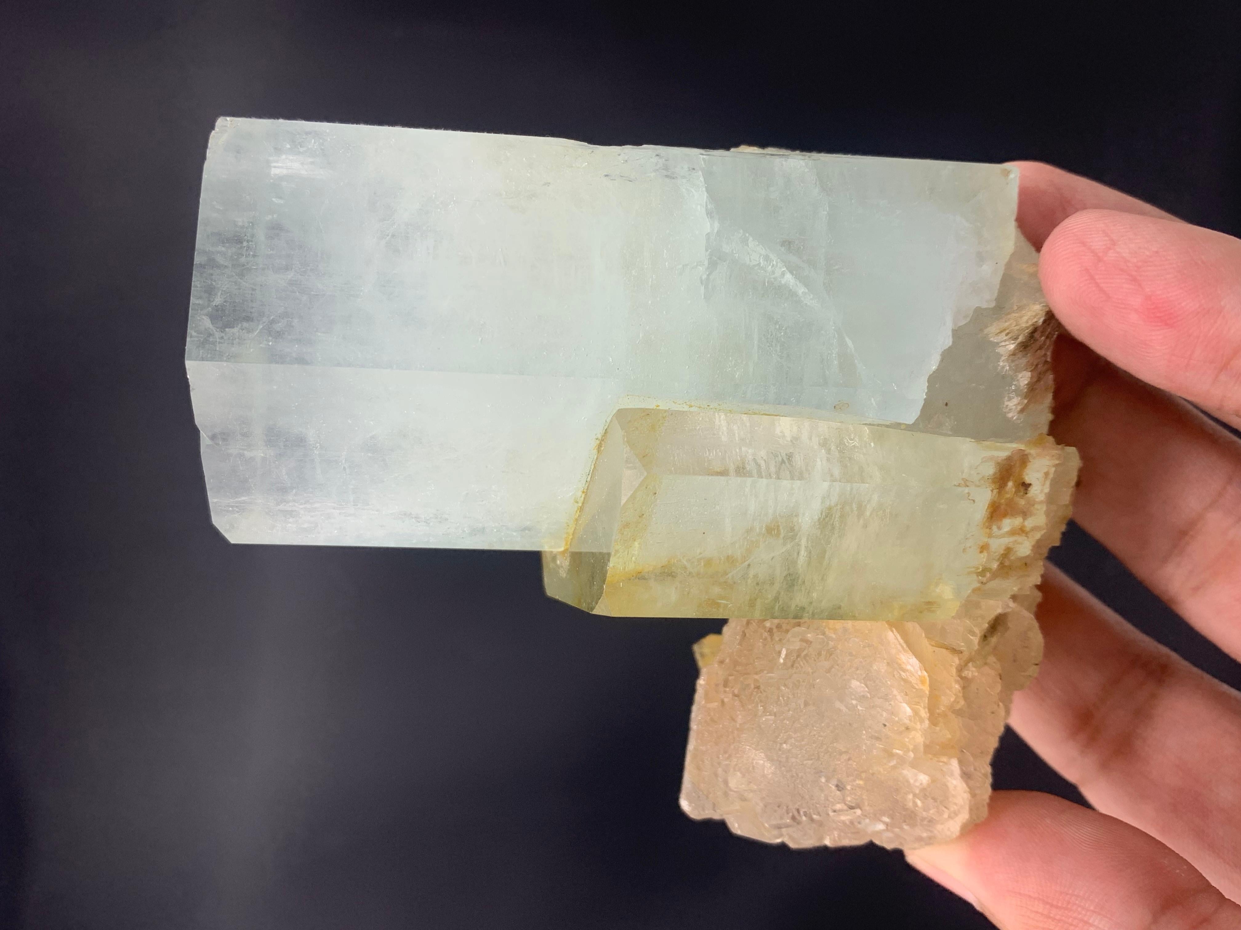 431.5 Gram Aquamarine Crystal bunch Attached With Fluorite From Skardu, Pakistan For Sale 5