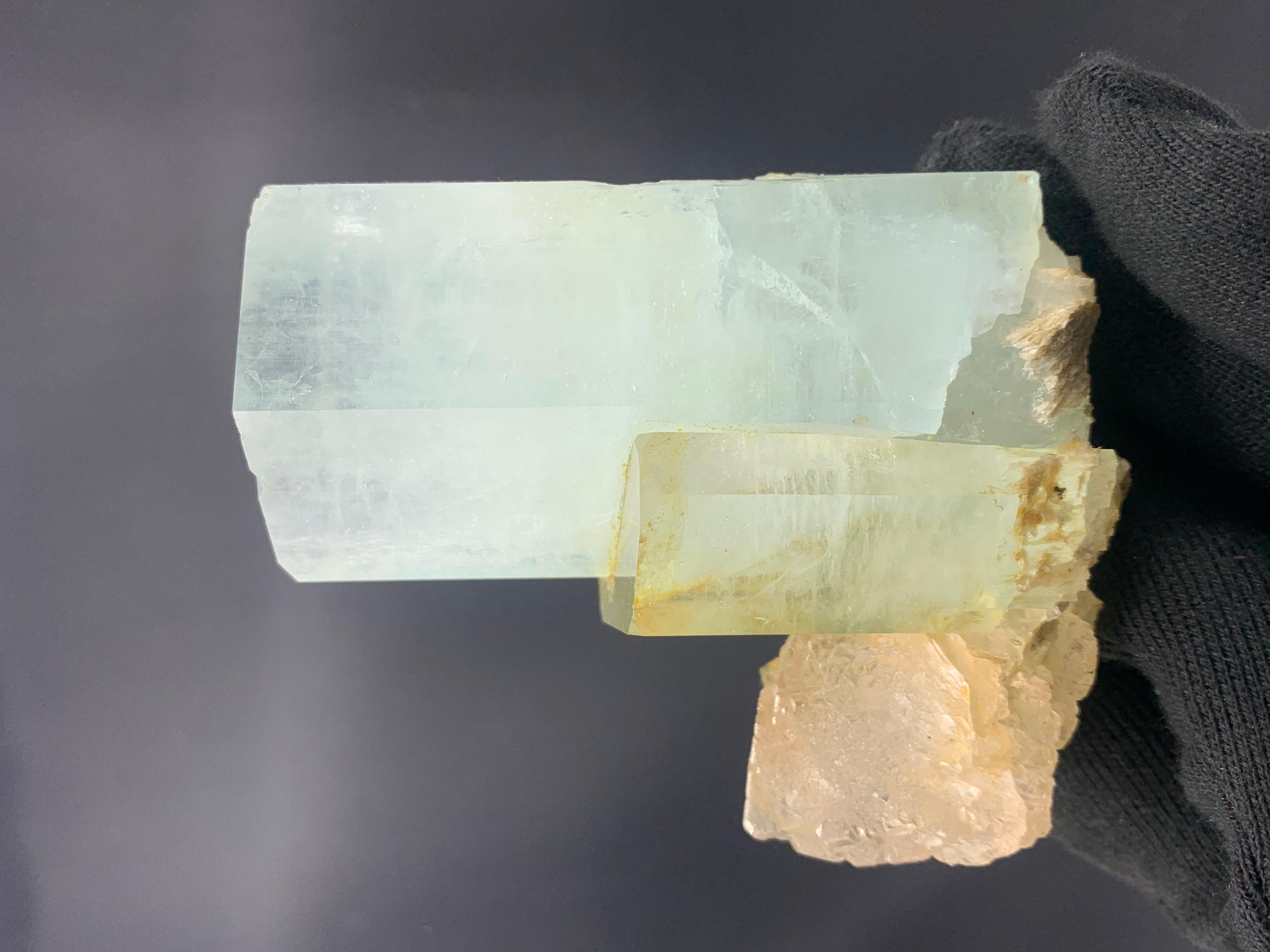 Pakistani 431.5 Gram Aquamarine Crystal bunch Attached With Fluorite From Skardu, Pakistan For Sale