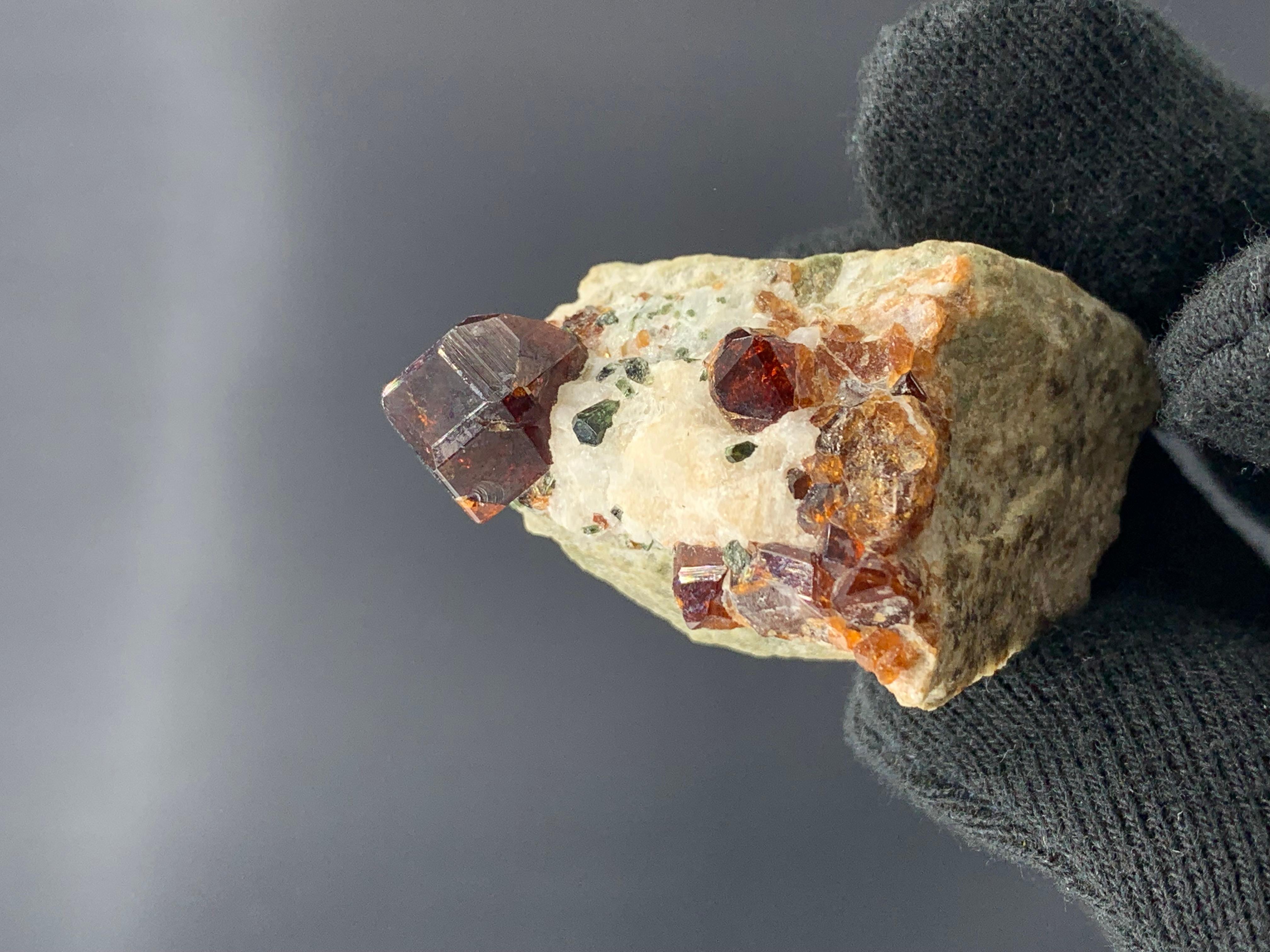 Rock Crystal 43.18 Gram Elegant Spessartite Garnet Specimen From Afghanistan  For Sale