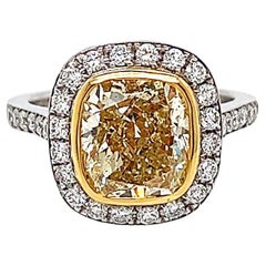 Bague de fiançailles pour femme en diamant jaune de fantaisie de 4,31 carats GIA