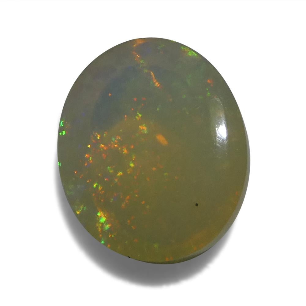 4.31ct Oval Cabochon White Crystal Opal from Ethiopia For Sale 6