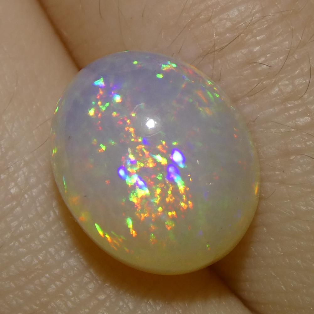 4.31ct Oval Cabochon White Crystal Opal from Ethiopia For Sale 7