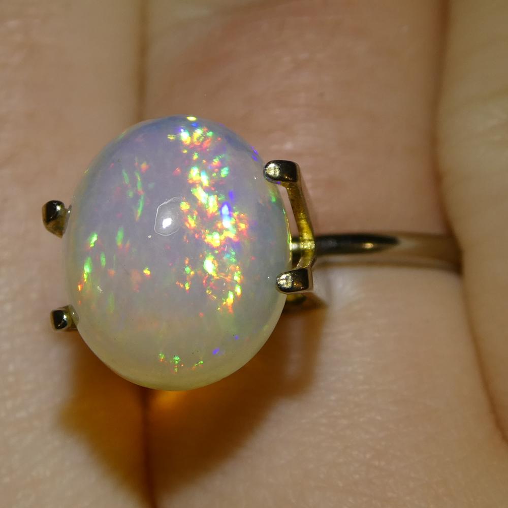 Oval Cut 4.31ct Oval Cabochon White Crystal Opal from Ethiopia For Sale