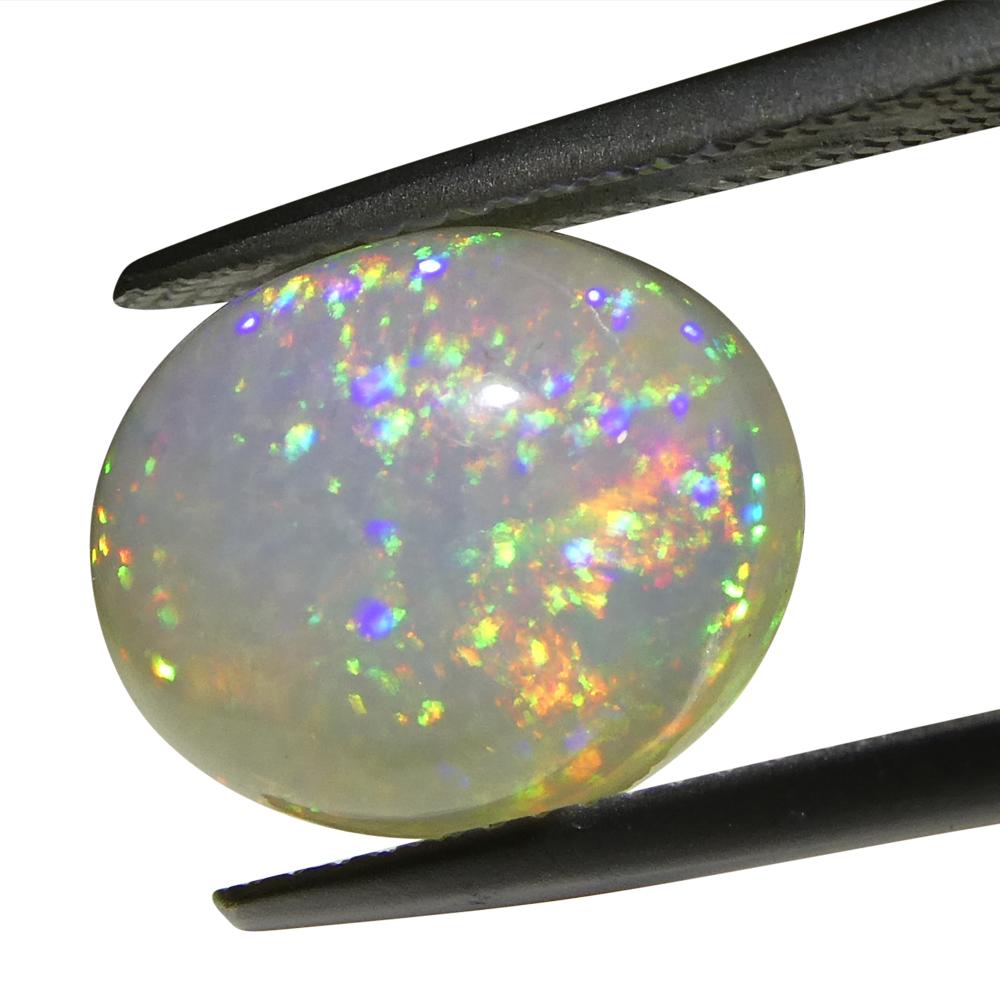 4.31ct Oval Cabochon White Crystal Opal from Ethiopia In New Condition For Sale In Toronto, Ontario