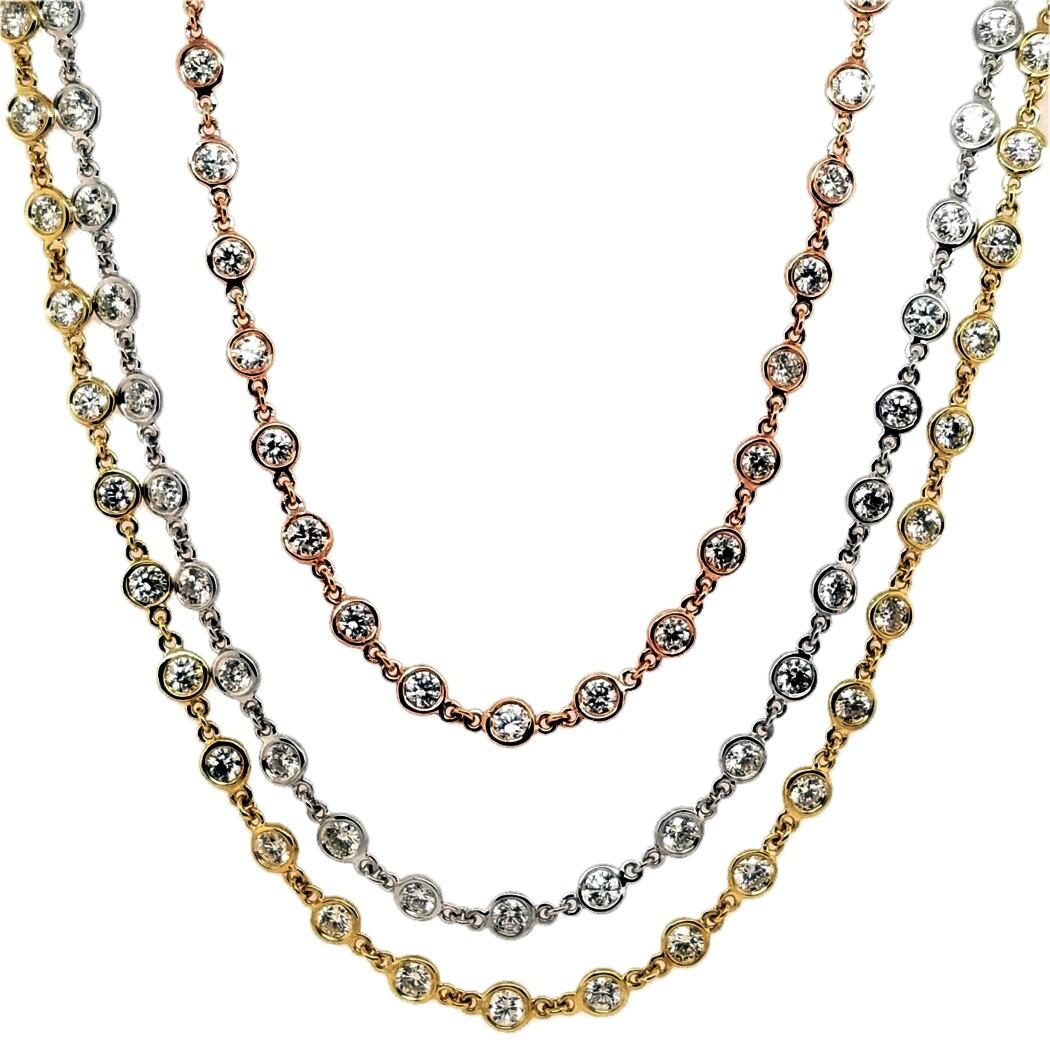 Sebastian Bernards 4.32 Ct Bezel set Round Diamond by the Inch 18 K K Gold  16inch Neuf - En vente à Los Angeles, CA