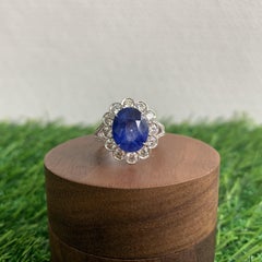 4.32 Carat Ceylon Royal Blue Sapphire Ring in 18K White Gold