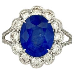 4.32 Carat Ceylon Royal Blue Sapphire Ring in 18K White Gold
