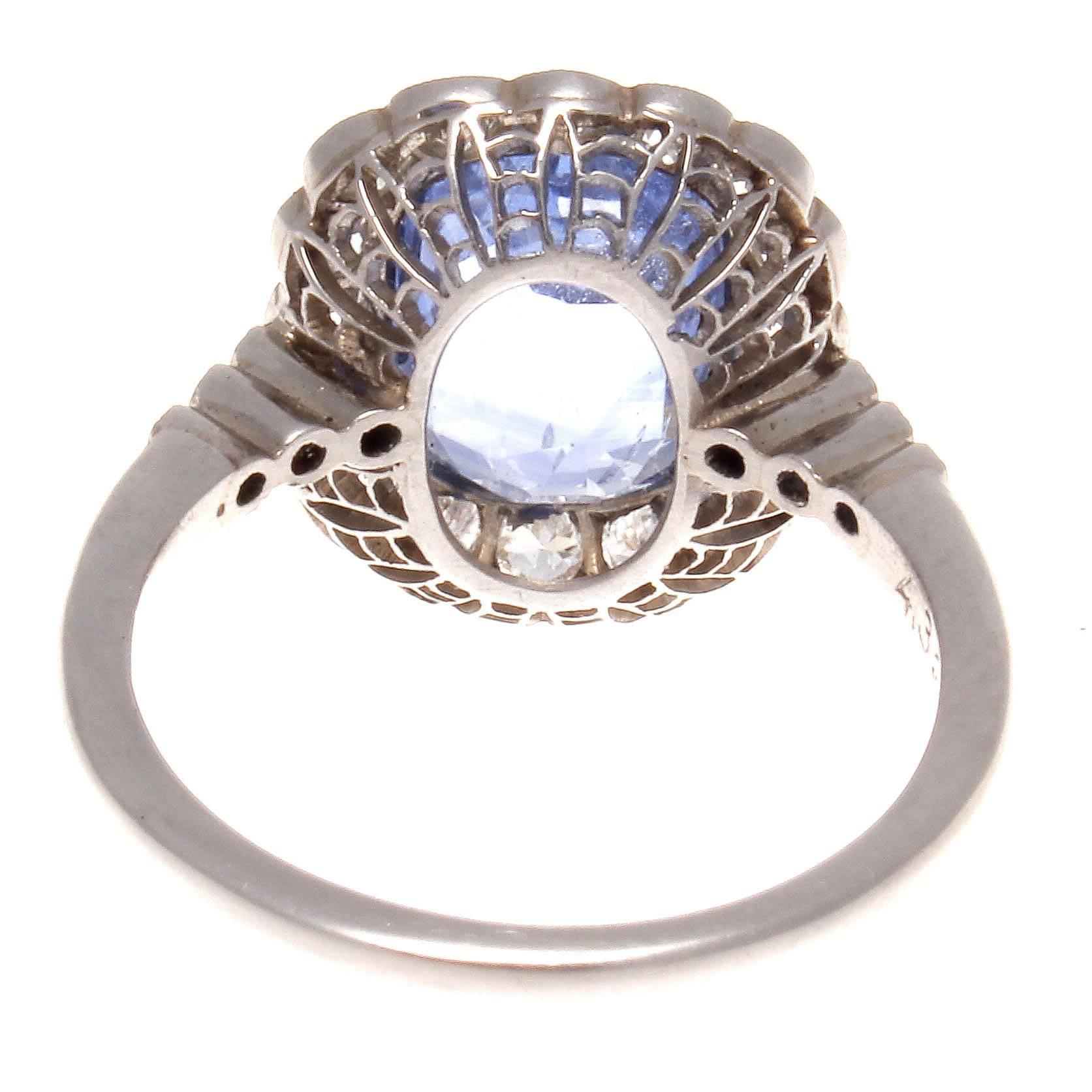 4.32 Carat Cornflower Blue Sapphire Diamond Platinum Ring In Excellent Condition In Beverly Hills, CA