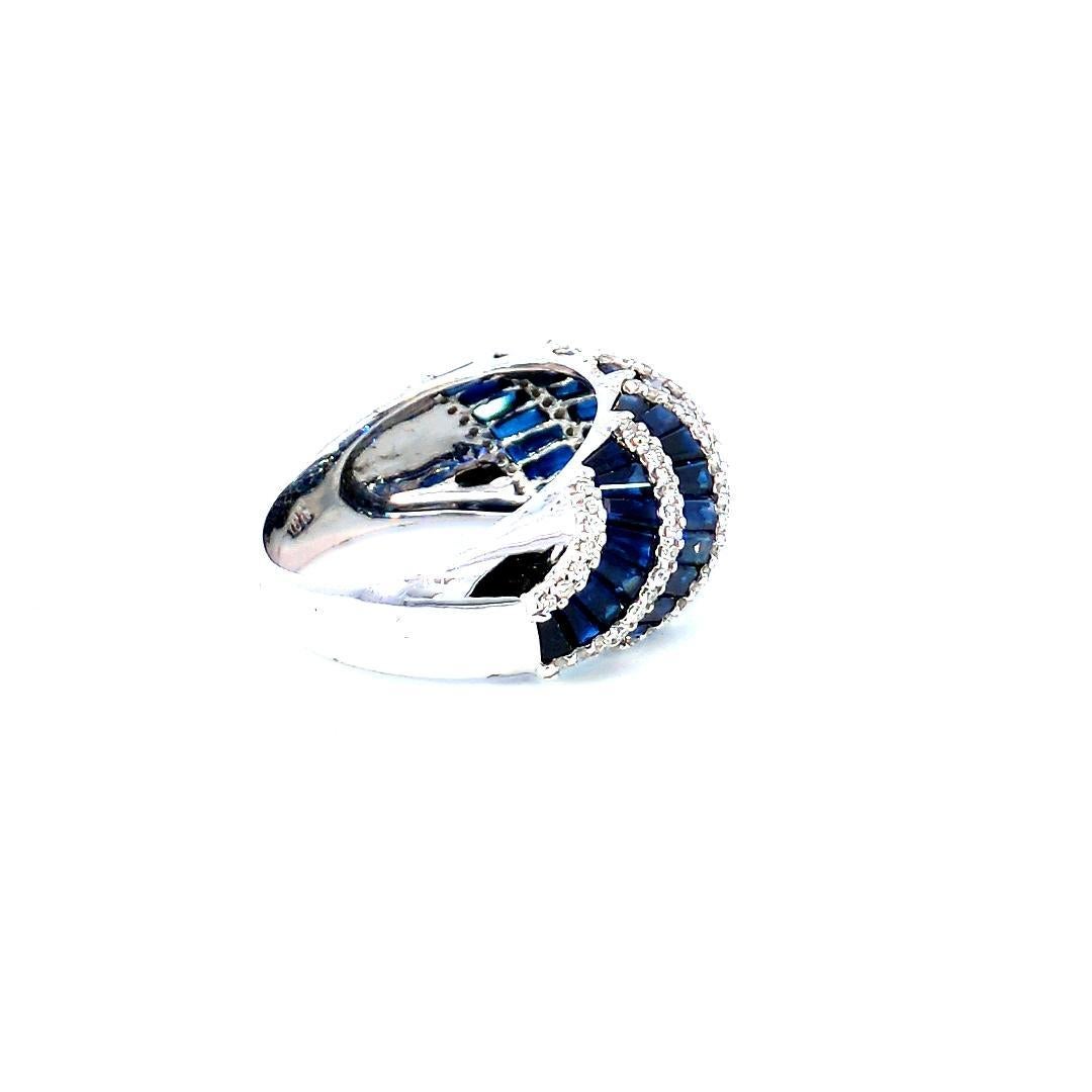 Taille ronde Bague grappe de saphirs et diamants de 4,32 carats en vente