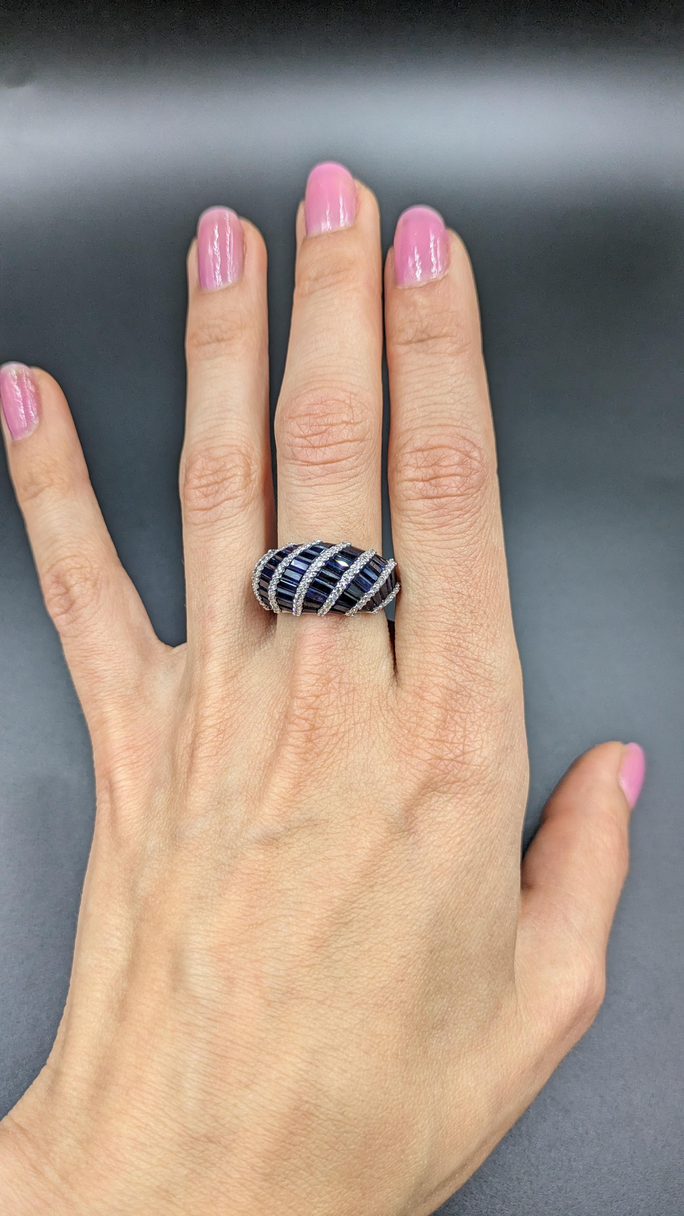 4,32 Karat Saphir und Diamant-Cluster-Ring für Damen oder Herren im Angebot