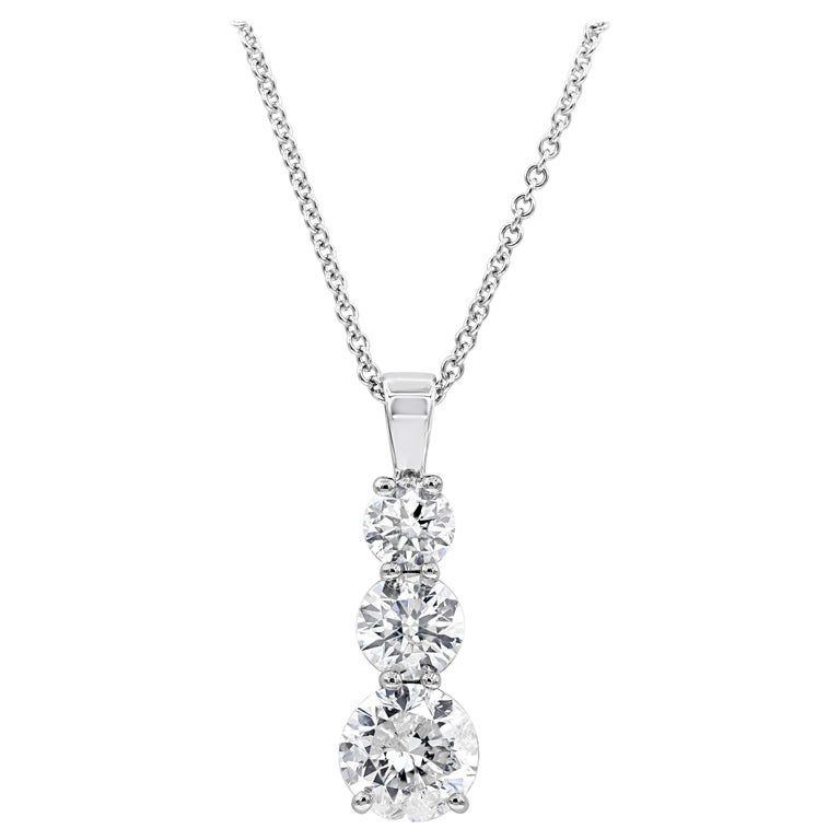 4.32 Carat Total Three-Stone Diamond Drop Pendant Necklace at 1stDibs ...