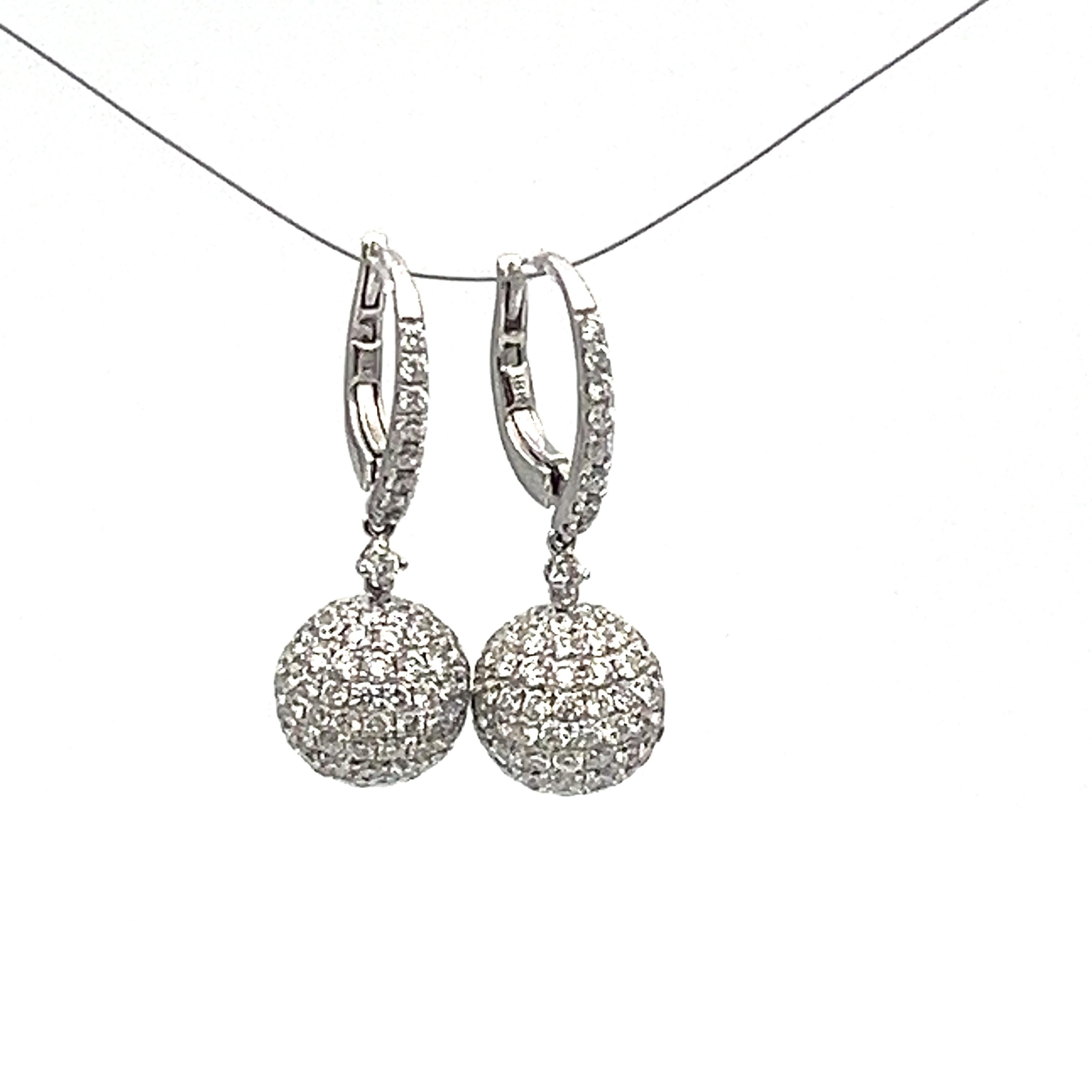 Round Cut 4.32 ct Diamond Pave Dangle Earrings For Sale