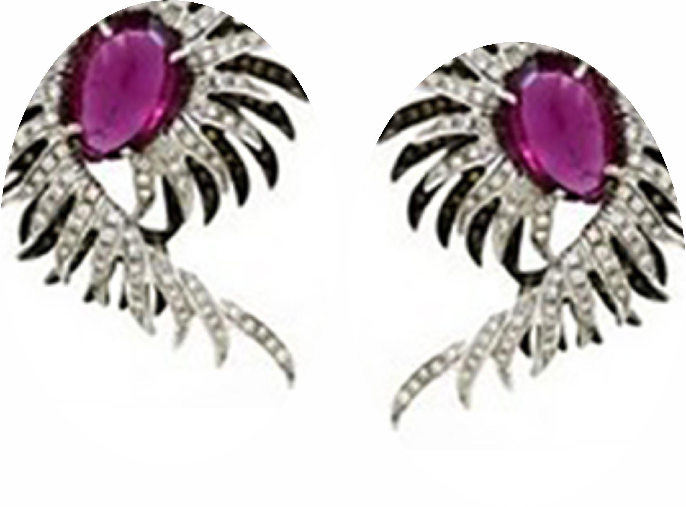 Moderne Boucles d'oreilles en tourmaline de 4,32 carats et diamants de couleur mixte de 1,48 carat en vente