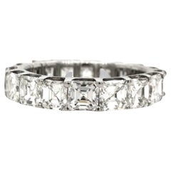 4.32 TCW Asscher Cut Diamond Eternity Wedding Band in 18k White Gold