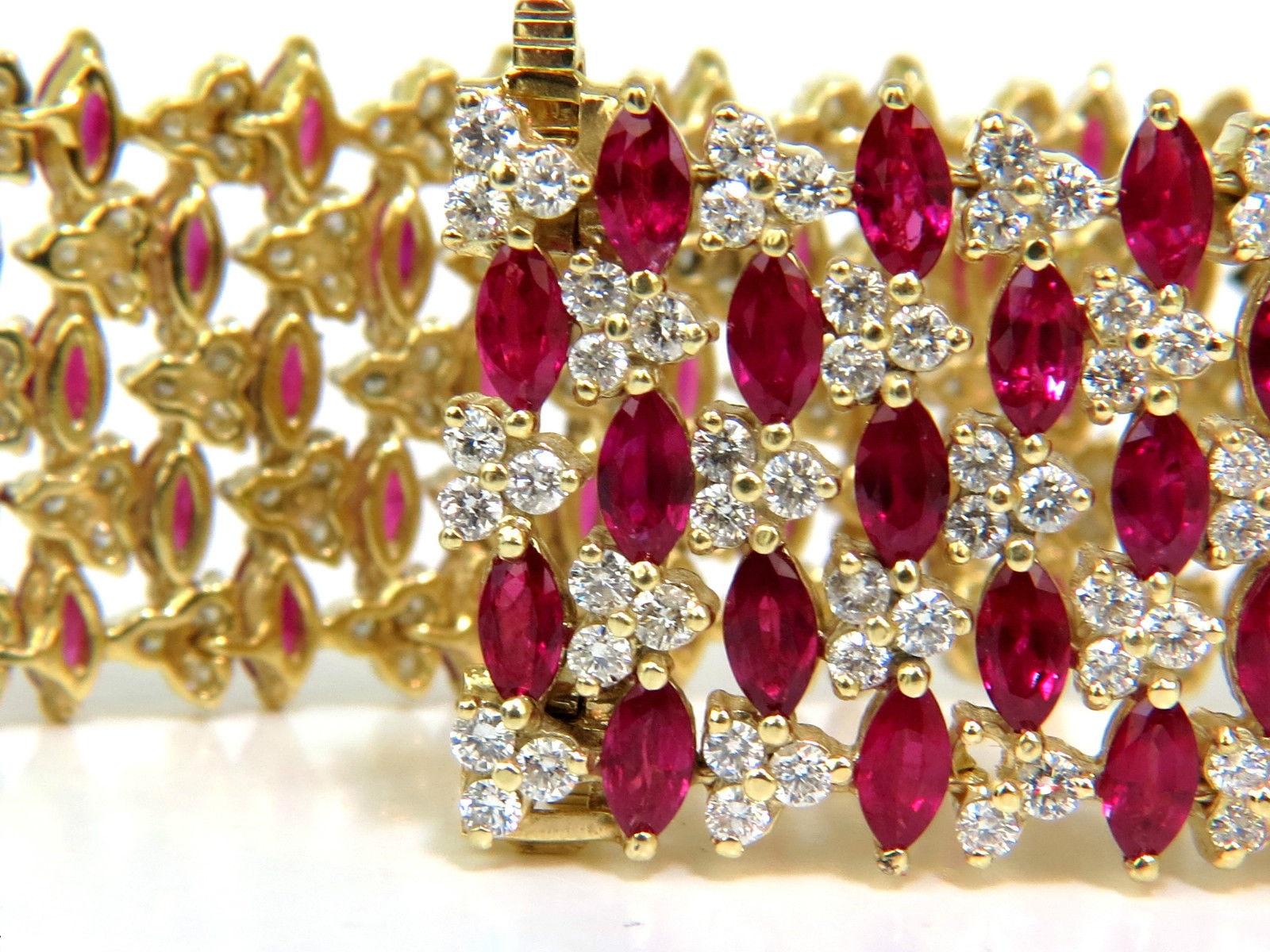 Marquise Cut 43.20 Natural Top Gem Ruby Diamond Bracelet Brilliant Blood Reds