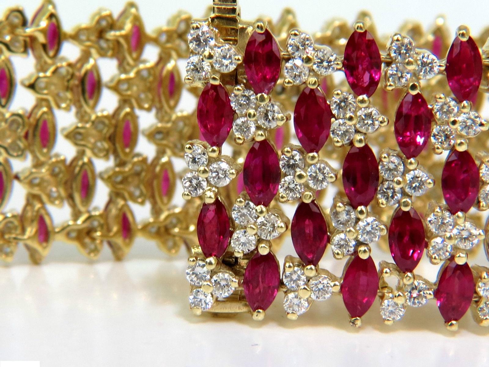 43.20 Natural Top Gem Ruby Diamond Bracelet Brilliant Blood Reds In New Condition In New York, NY