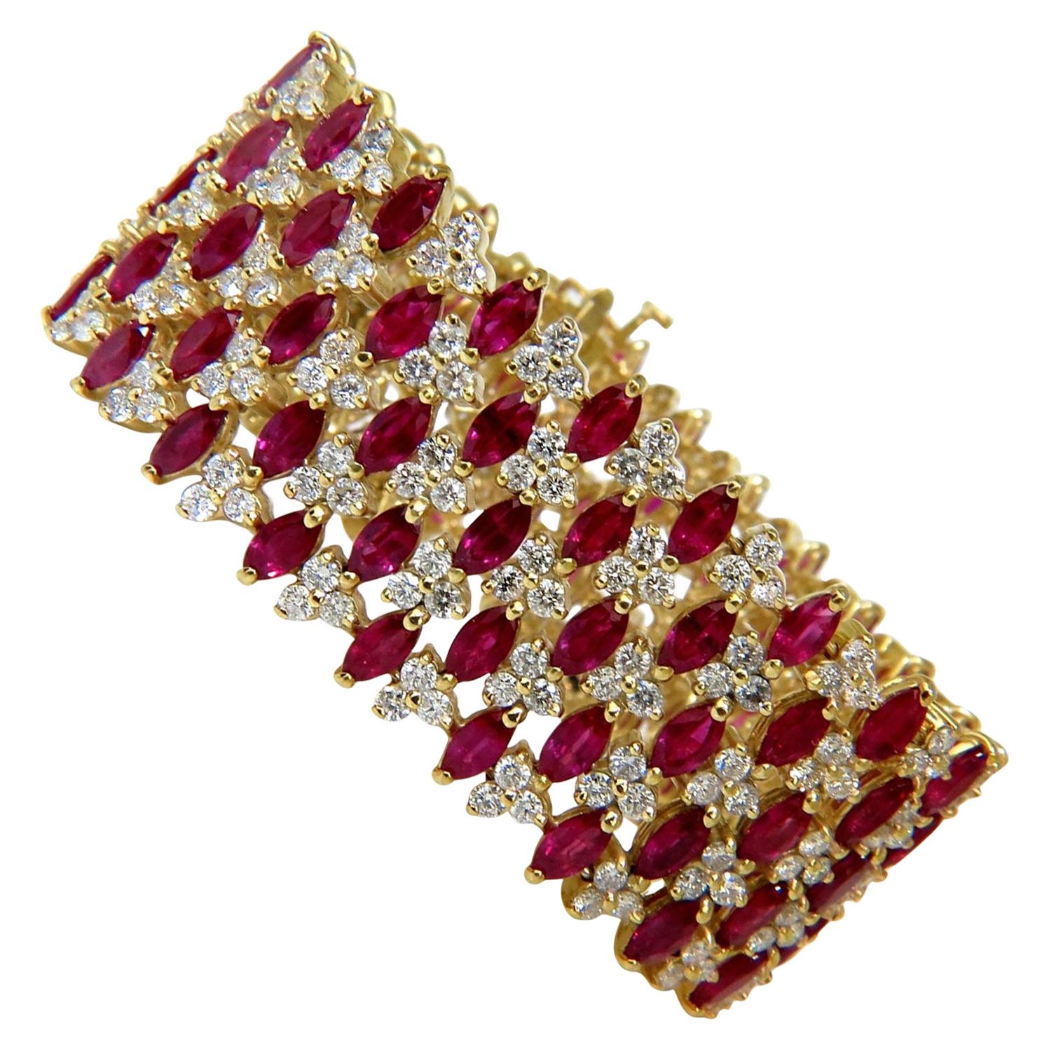 43.20 Natural Top Gem Ruby Diamond Bracelet Brilliant Blood Reds