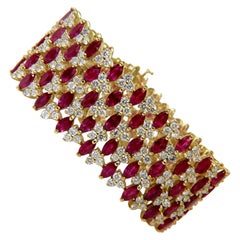43.20 Natural Top Gem Ruby Diamond Bracelet Brilliant Blood Reds