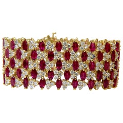 43.20 Natural Top Gem Ruby Diamond Bracelet Brilliant Blood Reds