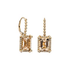 Sunita Nahata Morganite 4.32ct. Lever Back Earring in 18KRG with Diamond.