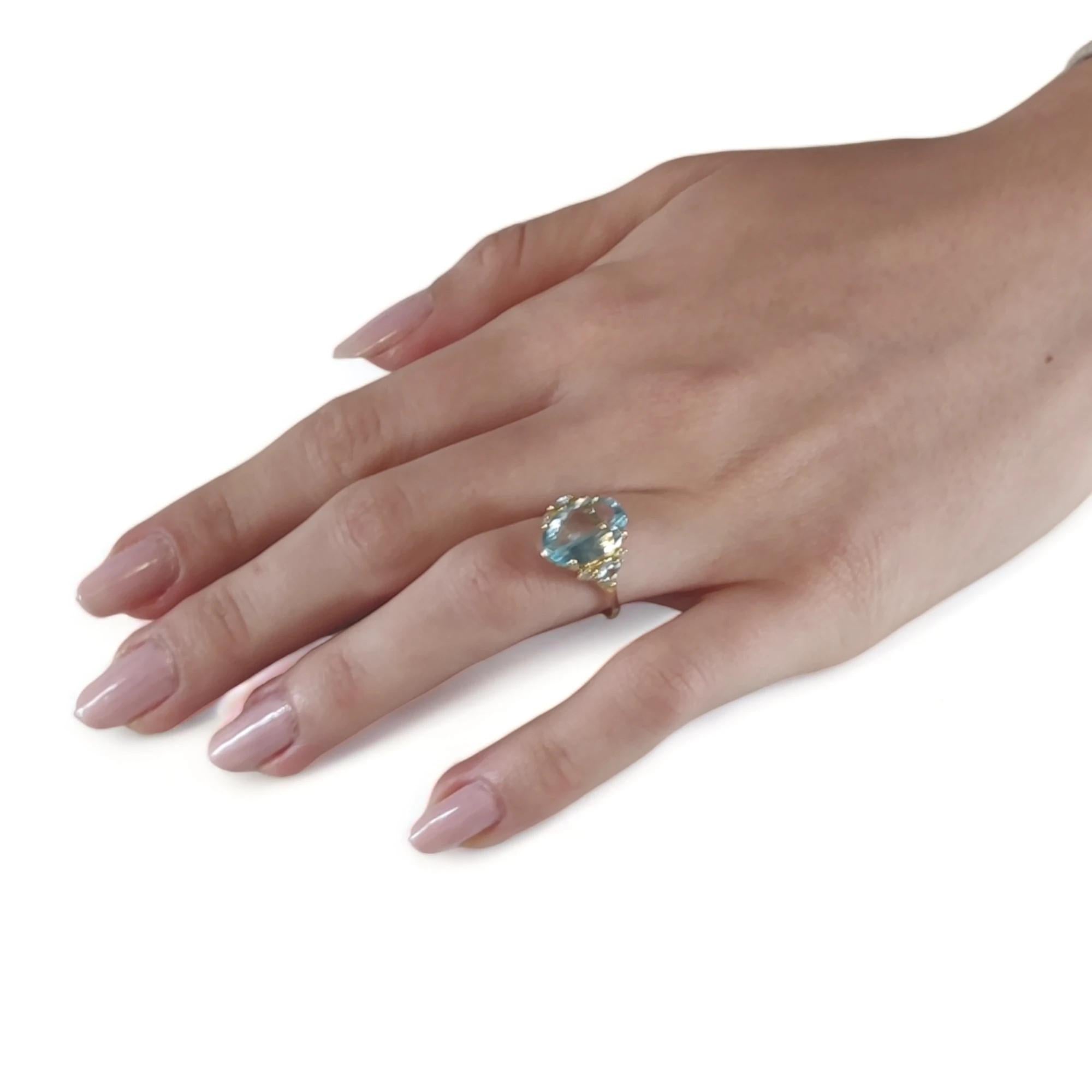 4.32ct Natural Aquamarine Diamond Ring 14K Gold Contemporary Design gift for her 3