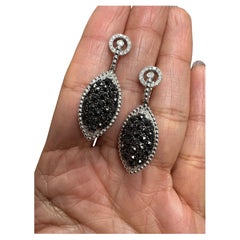 4.33 Carat Black Diamond and White Diamond White Gold Statement Earrings