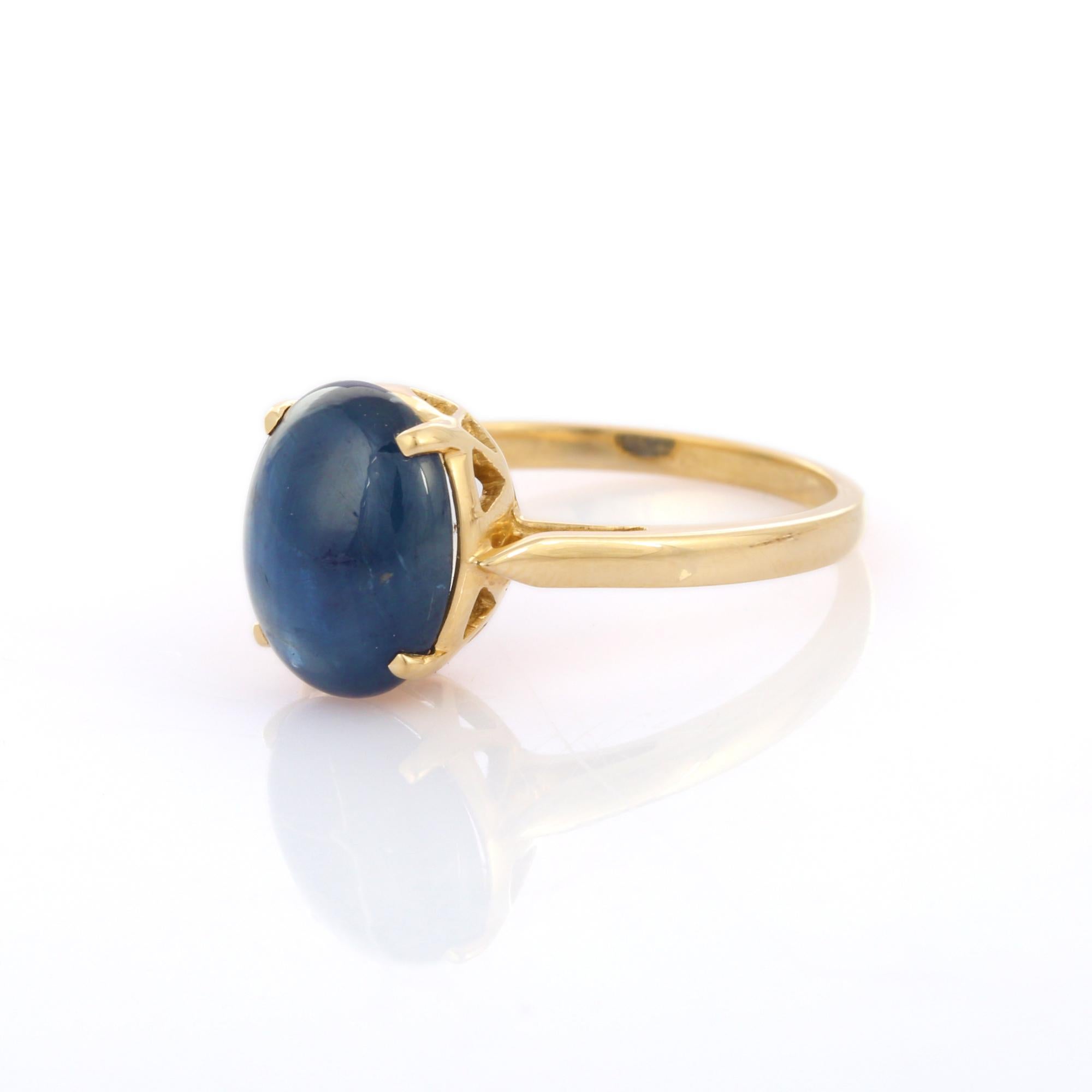 For Sale:  4.33 Carat Blue Sapphire Big Gemstone Ring in 14K Yellow Gold 3