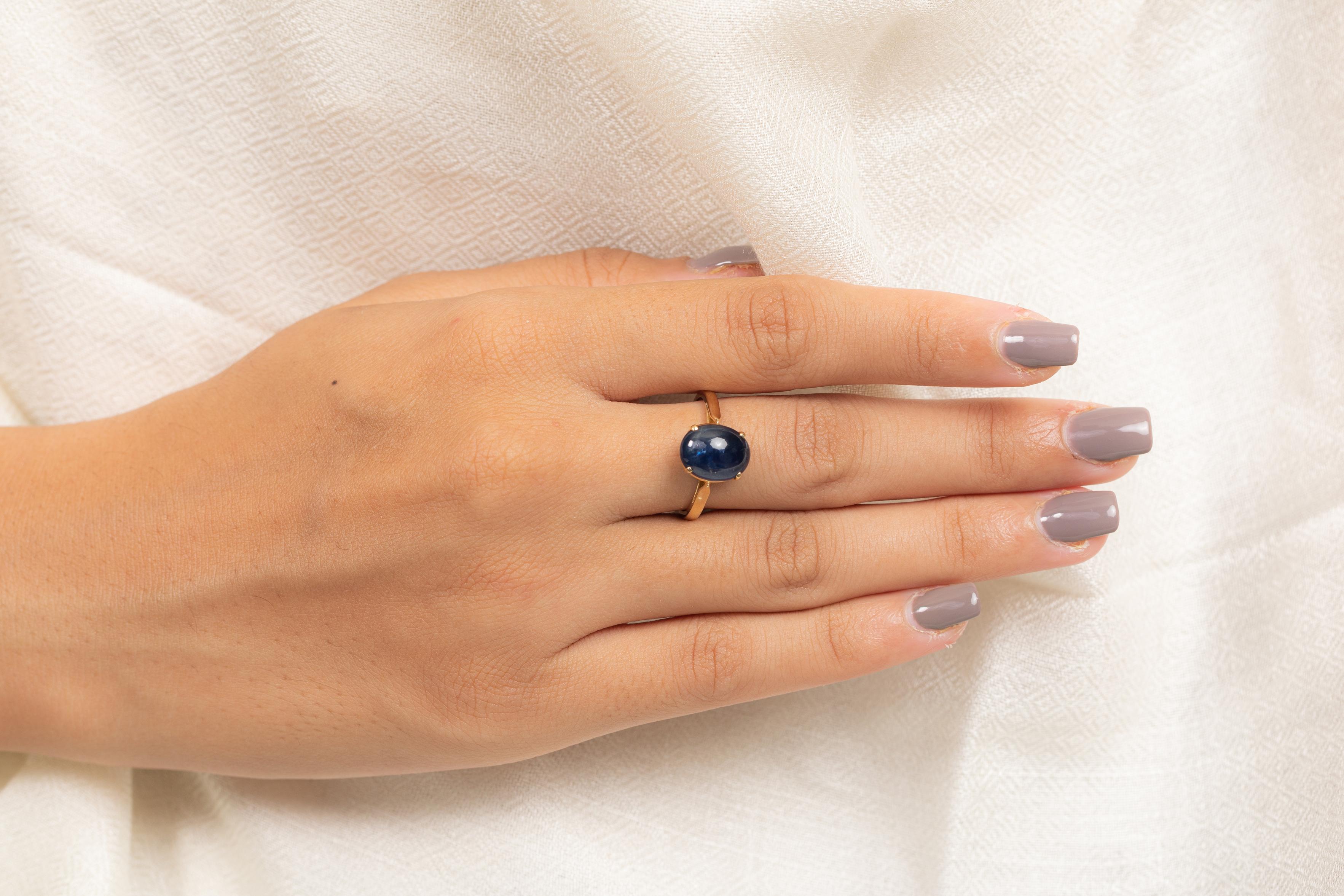For Sale:  4.33 Carat Blue Sapphire Big Gemstone Ring in 14K Yellow Gold 4