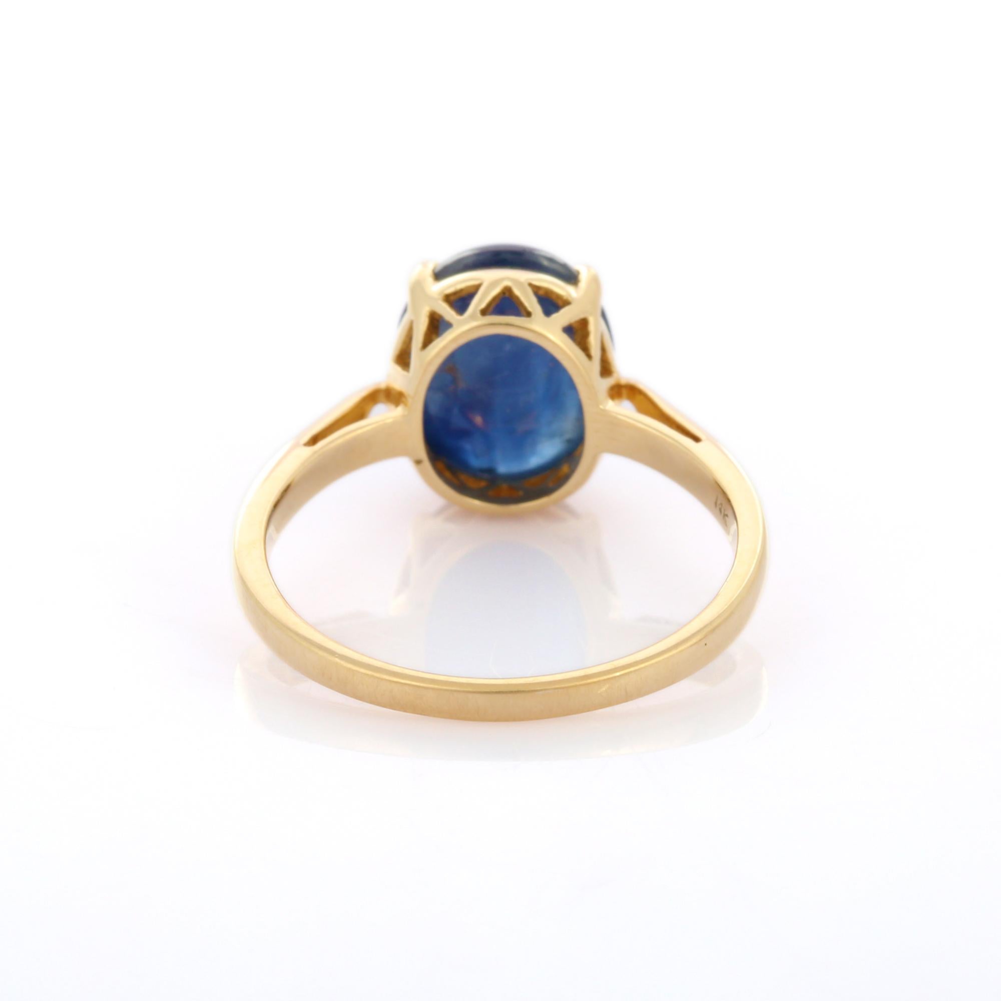 For Sale:  4.33 Carat Blue Sapphire Big Gemstone Ring in 14K Yellow Gold 5