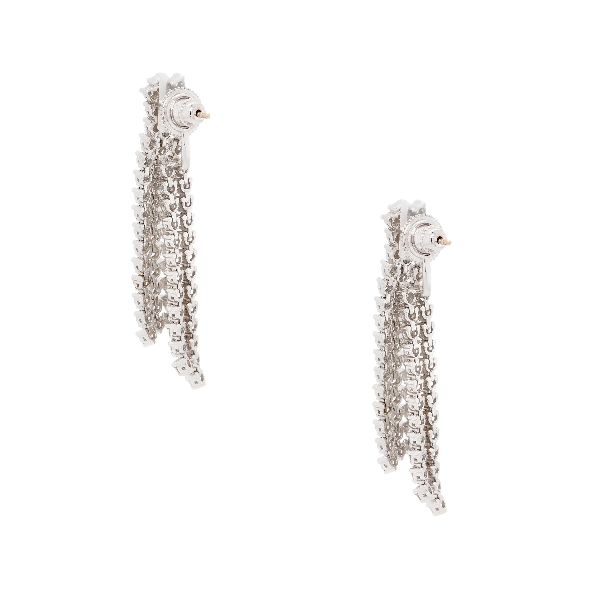 4,33 Karat Diamant Fünf String-Ohrringe 14 Karat auf Lager im Zustand „Neu“ im Angebot in Boca Raton, FL