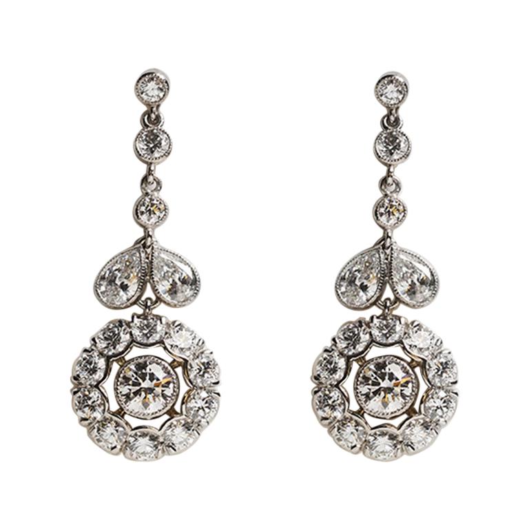 Platinum GIA Certified 4.33 Carat Diamond Drop Earrings