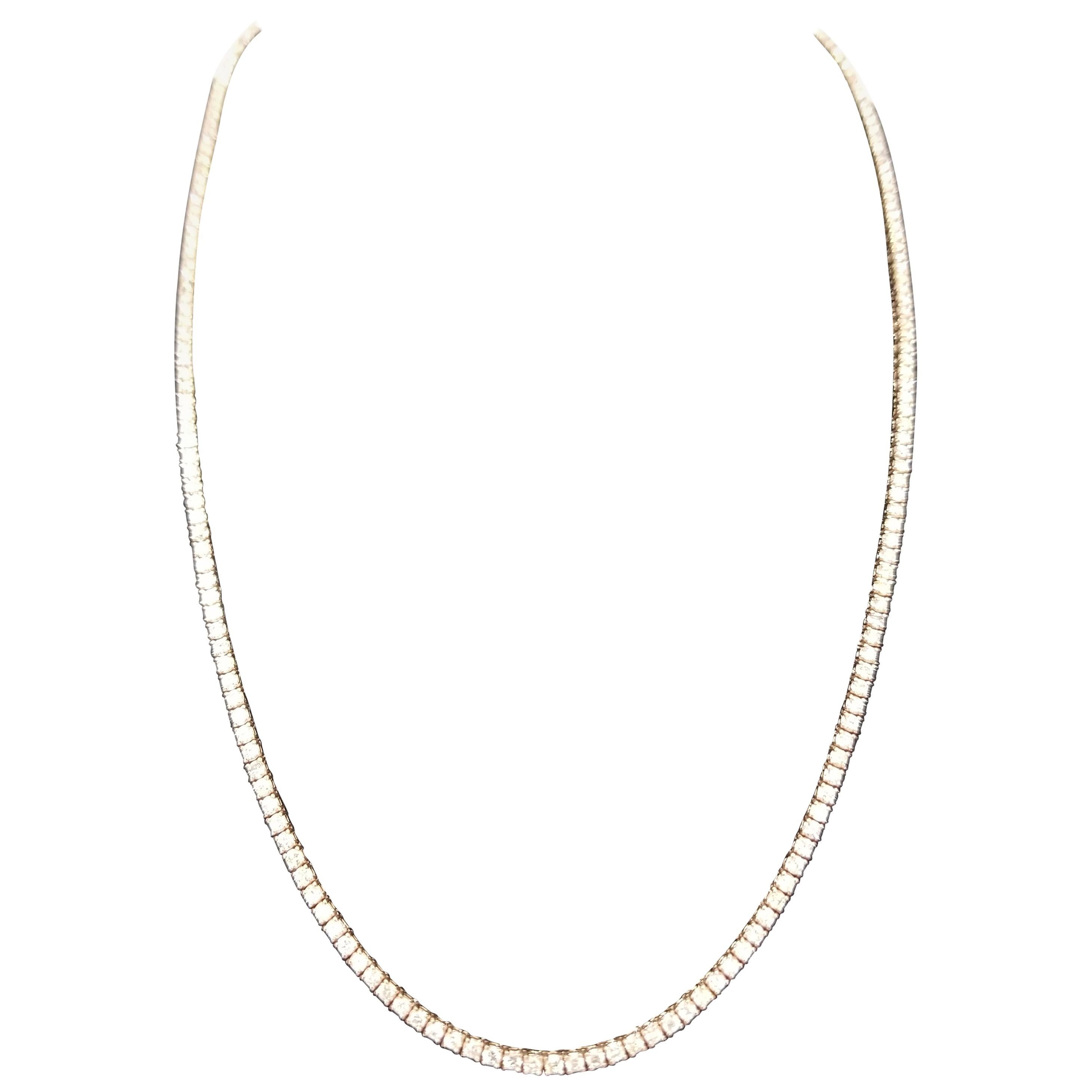 4.33 Carat Round Brilliant Cut Diamond Tennis Necklace 14 Karat Rose Gold